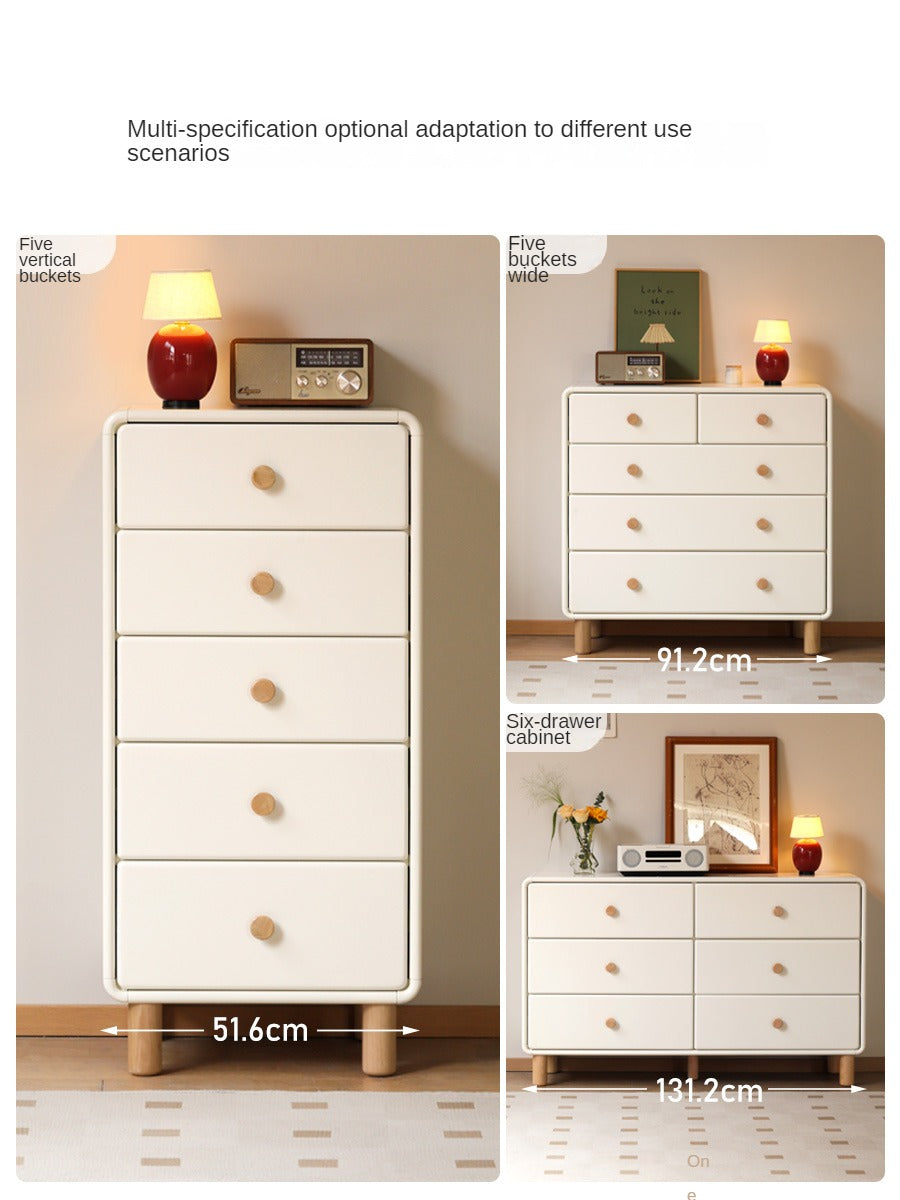 Poplar, Oak Solid Wood Cream Style Chest of Drawers