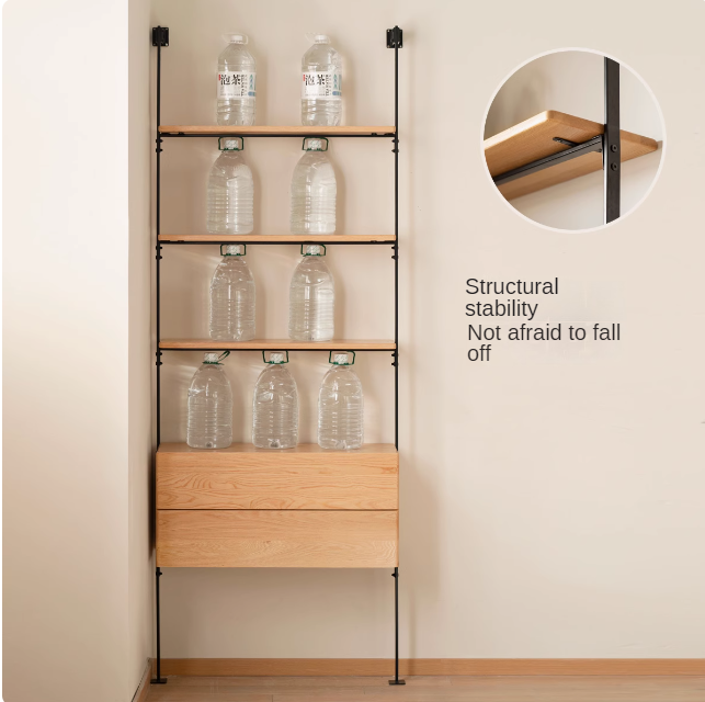 Oak Solid Wood Industrial Style Multi-layer Storage Rack