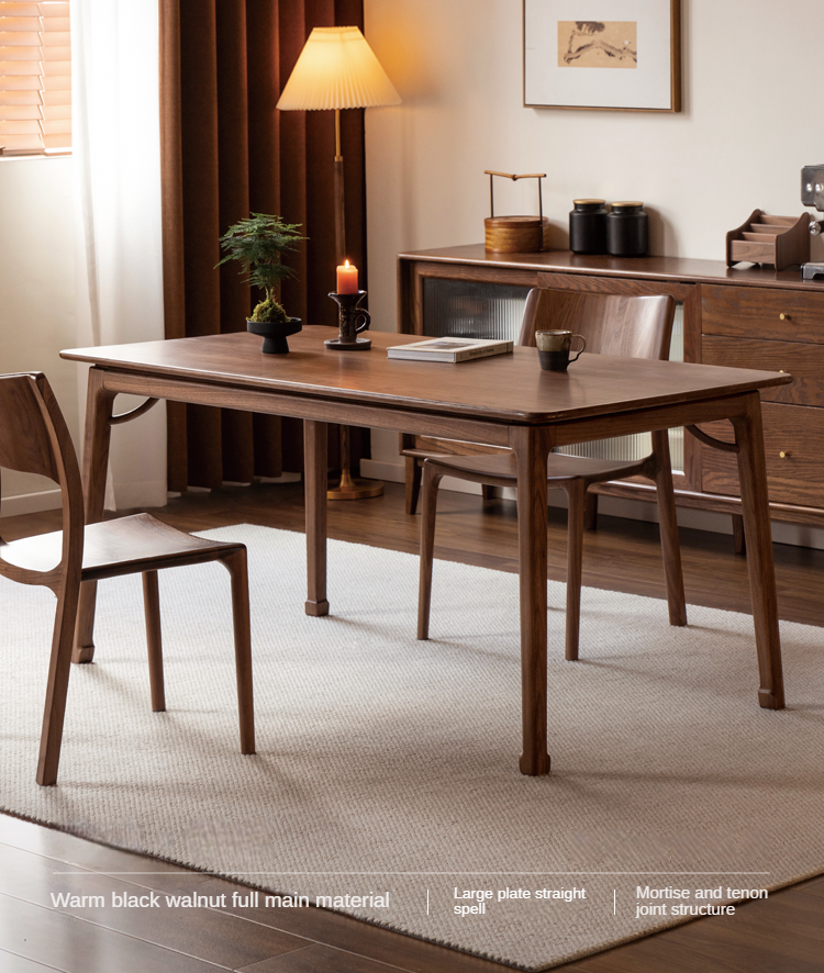 Black walnut solid wood North American dining table