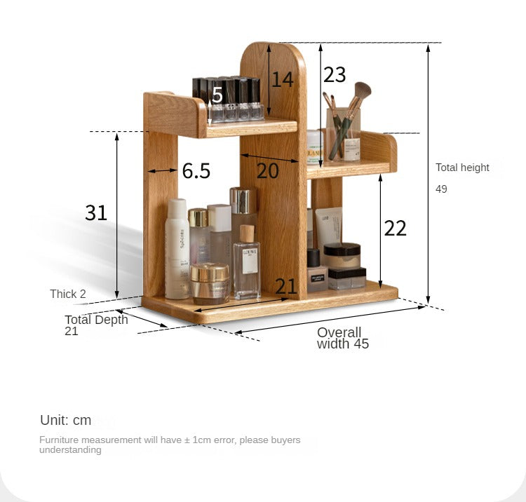 Oak Solid Wood Desktop Multi-Layer Bookshelf