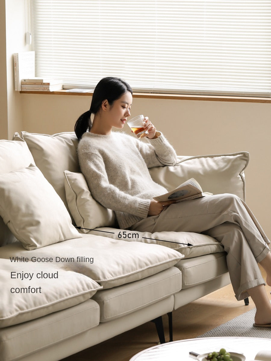 Technology Fabric White Goose Down Sofa Cream Style)