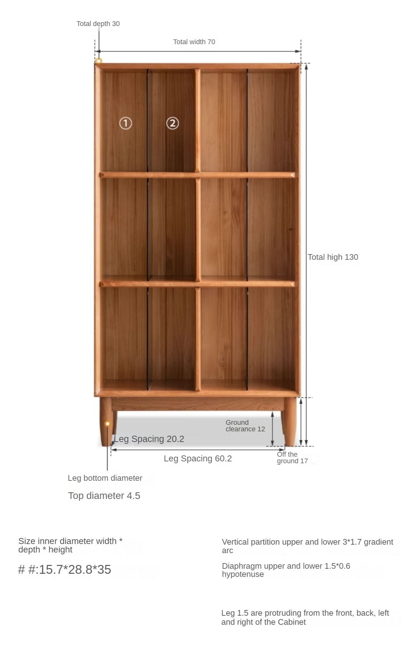 Cherry, Oak Solid Wood Bookshelf Lattice Cabinet