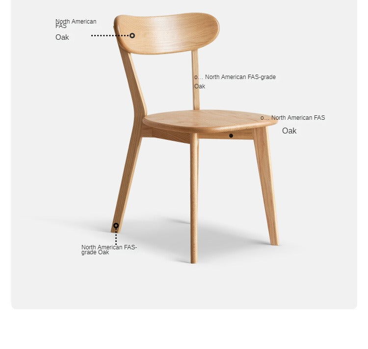 Oak, Cherry wood curved backrest dining chair_