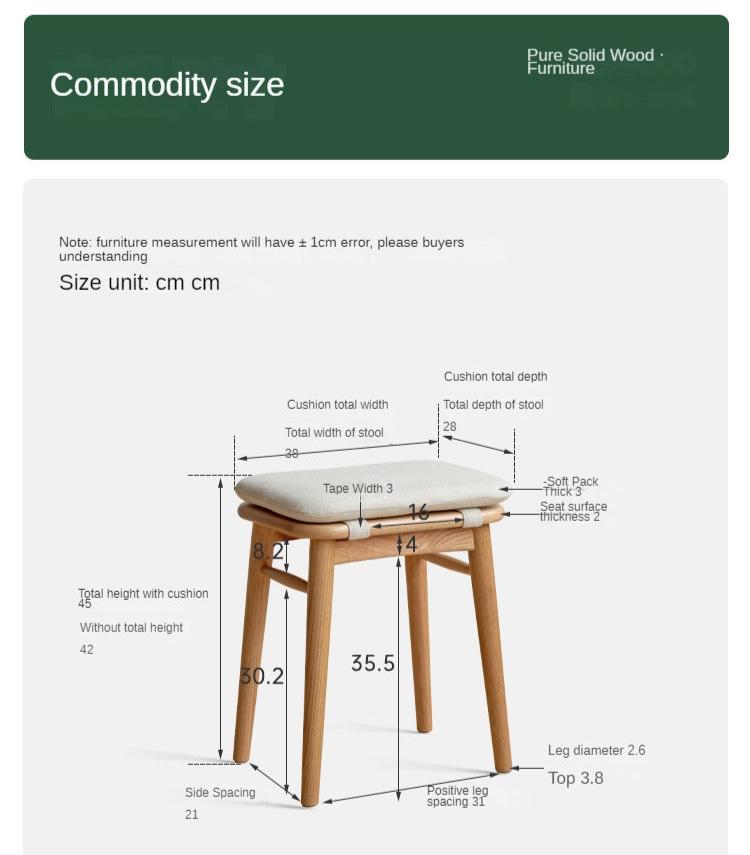 Black walnut, Cherry, Oak Solid Wood Modern Light Luxury Makeup Stool