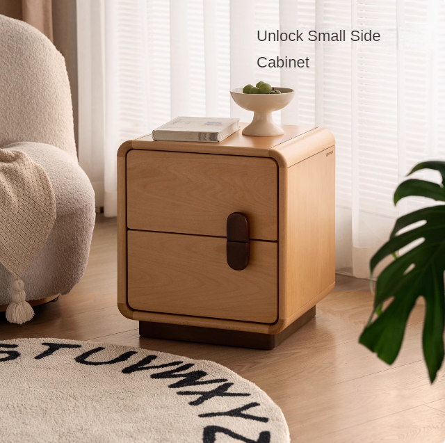 Beech Solid Wood Storage Nightstand