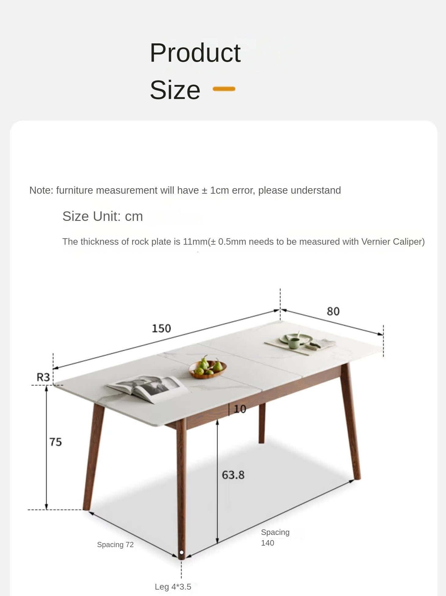 Oak Solid Wood Rock Slab Retractable Dining Table