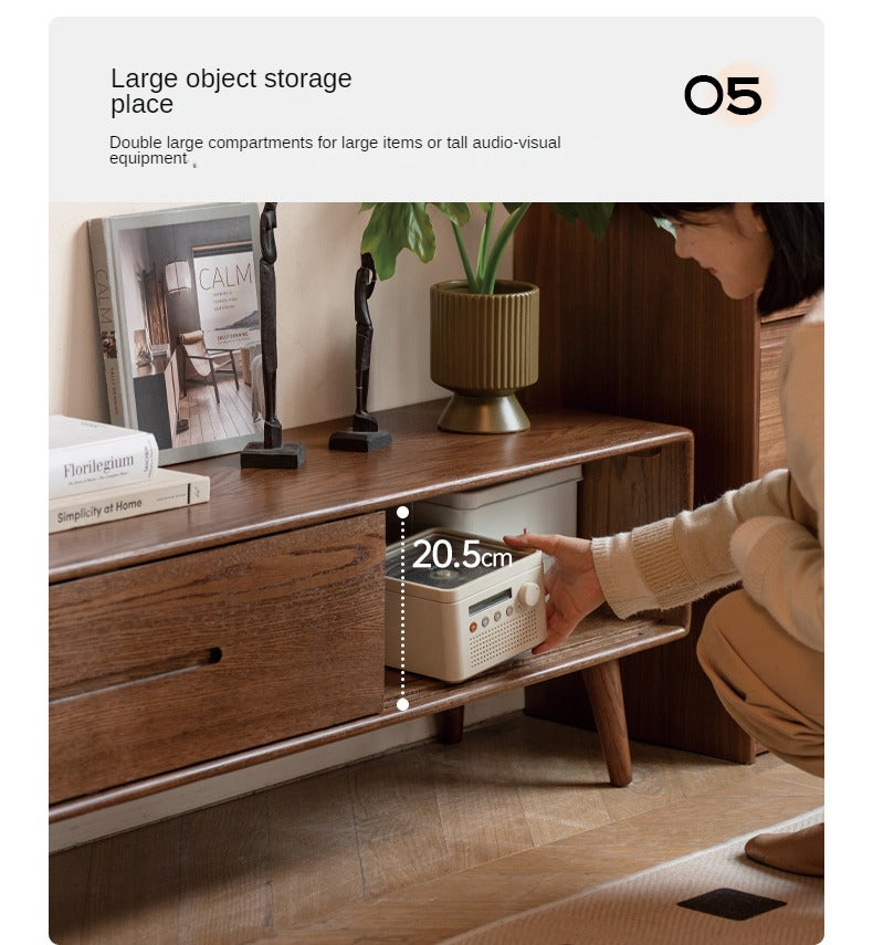 Oak Solid wood TV stand sliding door: