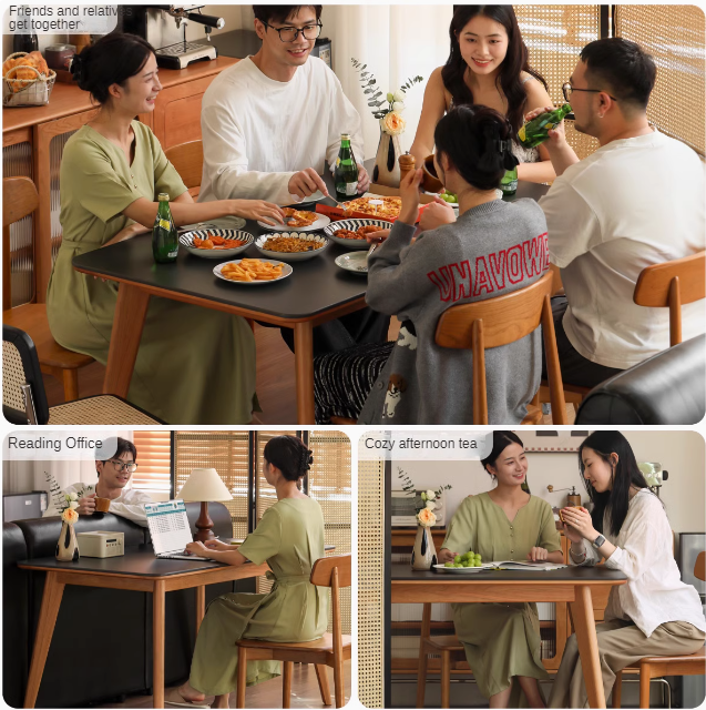 Cherry solid wood retro cherry wood rock plate dining table