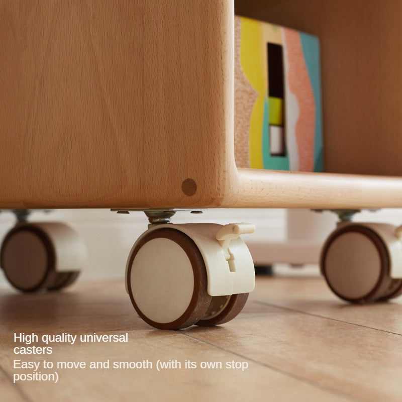 Beech solid wood  children's wheels multi-functional storage stool"