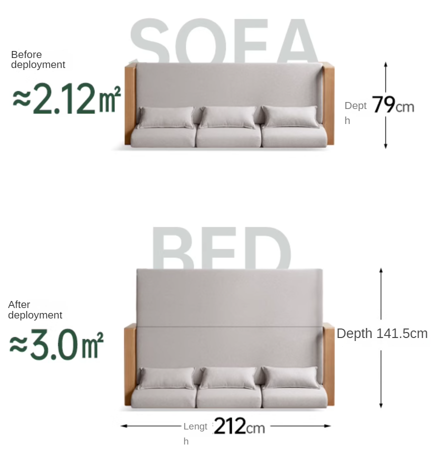 Oak, Beech Solid Wood Sleeper Sofa: