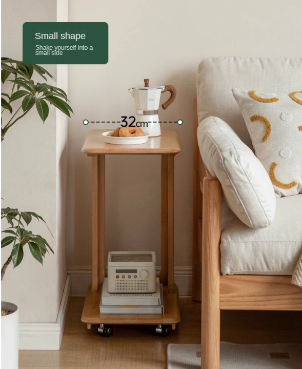 Beech solid wood mobile side table