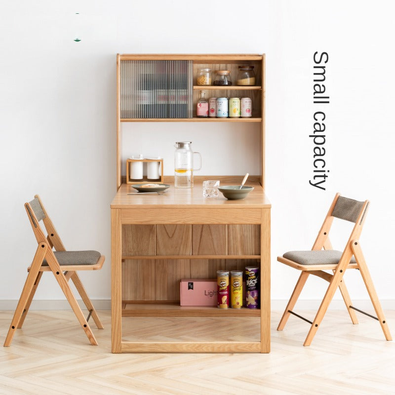 Oak Solid Wood Retractable Dining Table + Sideboard