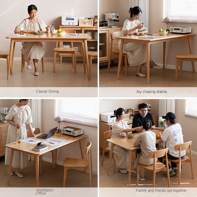 European Beech Solid Wood Modern Dining Table