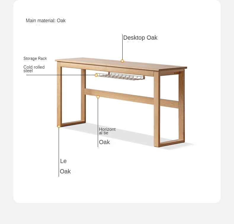 Oak solid wood long office desk"