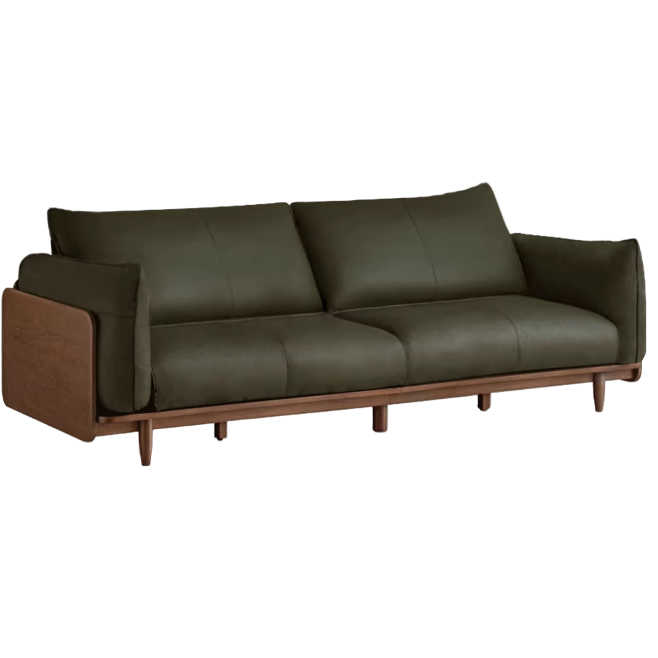 Black Walnut Solid Wood,Solid Sandalwood genuine leather, fabric Sofa-
