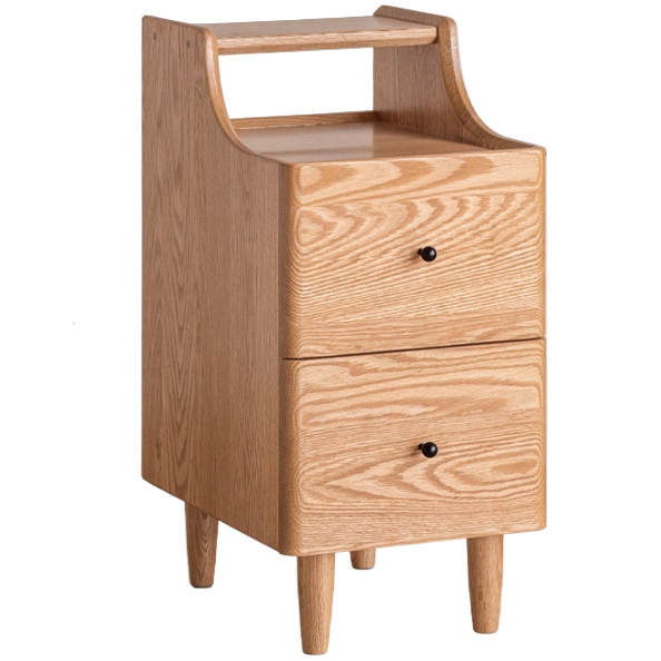Oak, Ash Solid Wood, Solid Rubberwood Nightstand