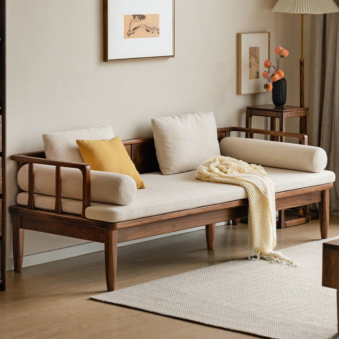 Black walnut solid wood winter and summer dual-use sofa"