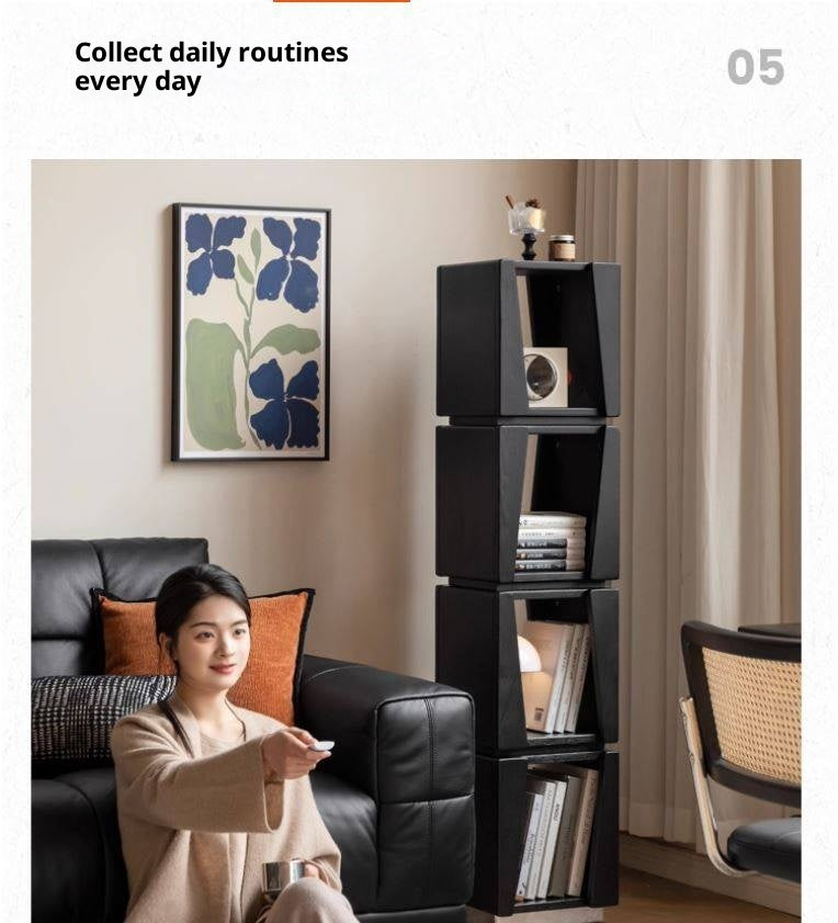 Oak Solid Wood Narrow Bauhaus Style Bookshelf