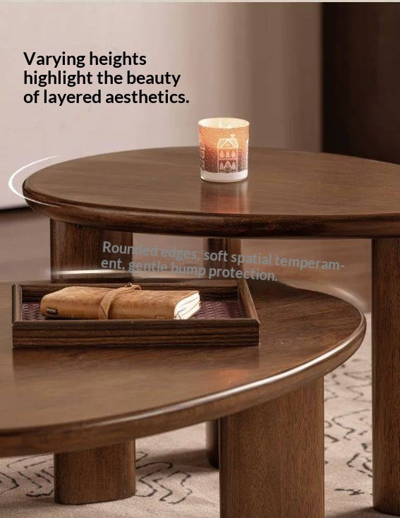 Solid Longan Hardwood Coffee Table with Sculptural Form and Italian Inspired Design