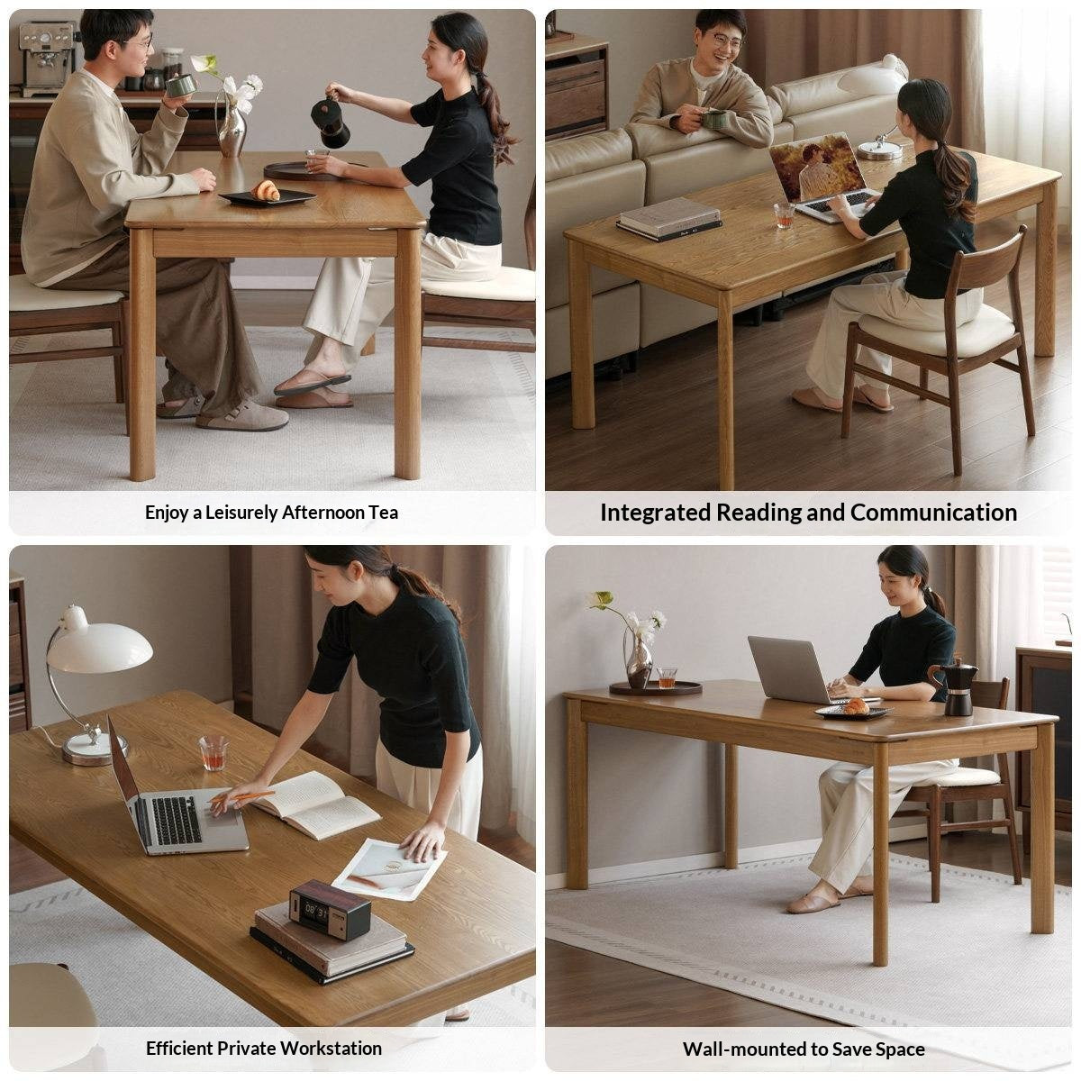 Ash Solid Wood Modern Minimalist Long Dining Table