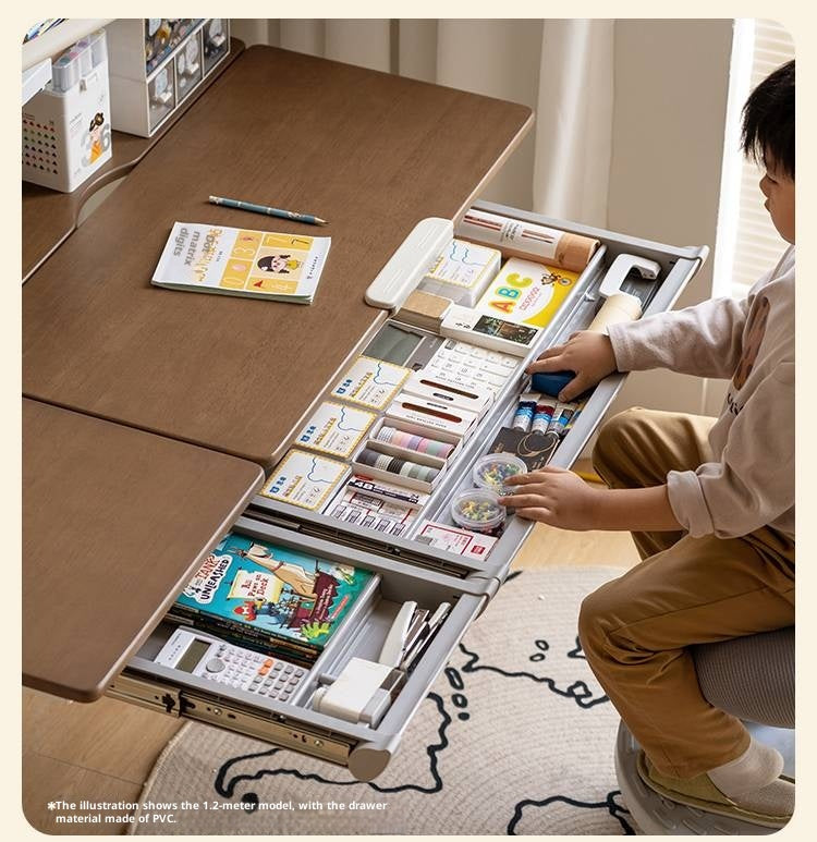 Solid Rubberwood Children s Hand-cranked Height Adjustable Desk