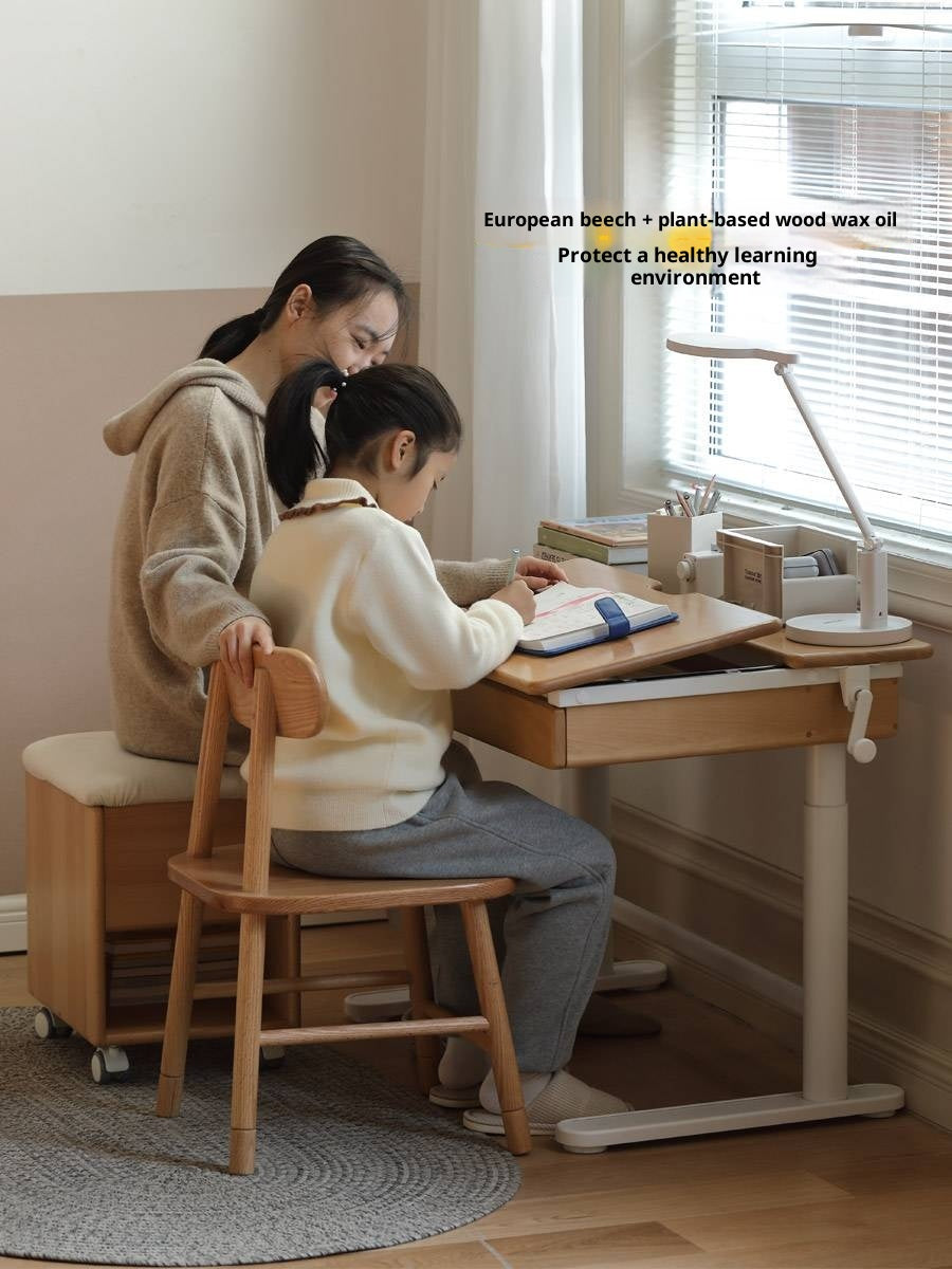 Beech Solid Wood Modern Hand Cranked Children s Writing Desk