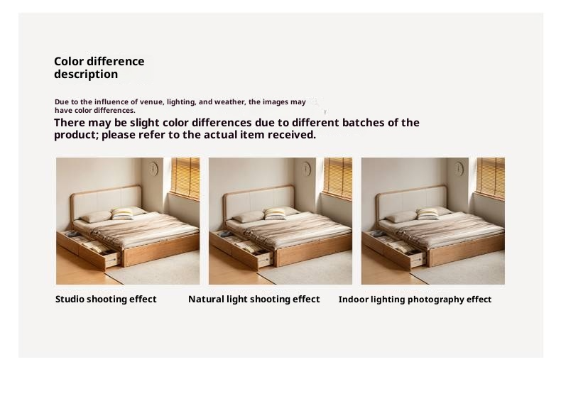 Oak Solid Wood Genuine Leather,  Eco-leather Box Bed