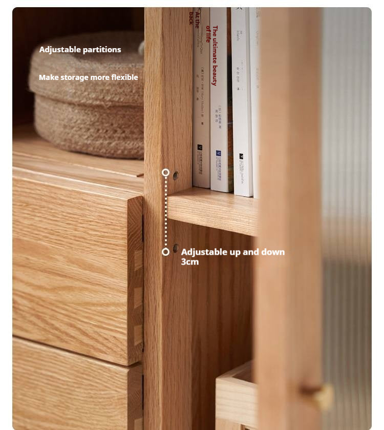 Oak, Beech Solid Wood, Solid Rubberwood Side Cabinet Nordic Style