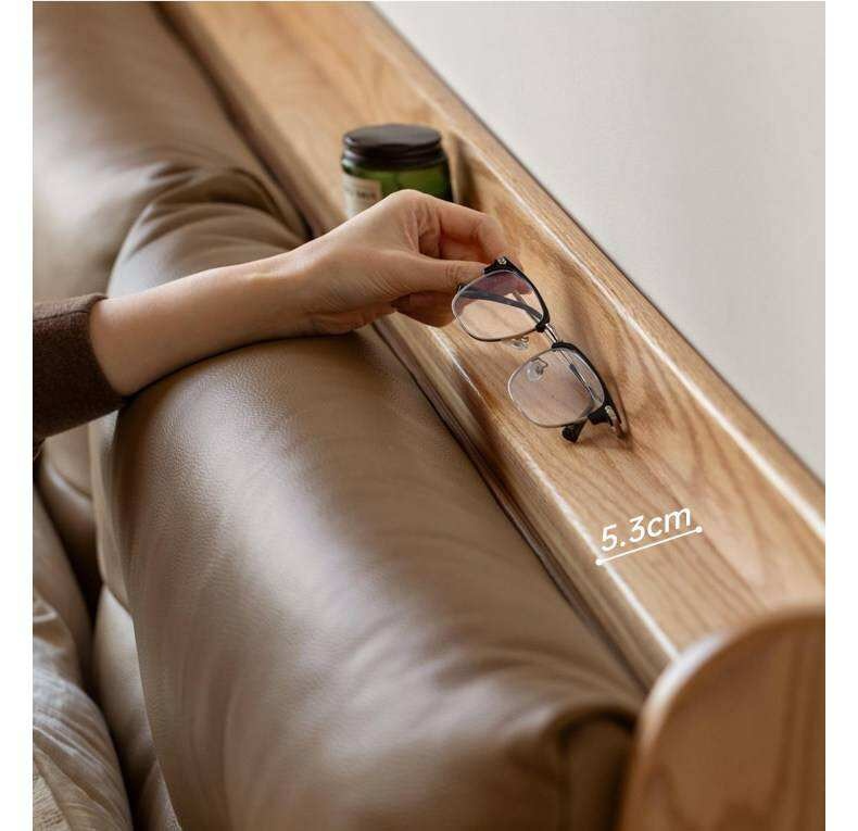 Oak Solid Wood Modern Leather Bed