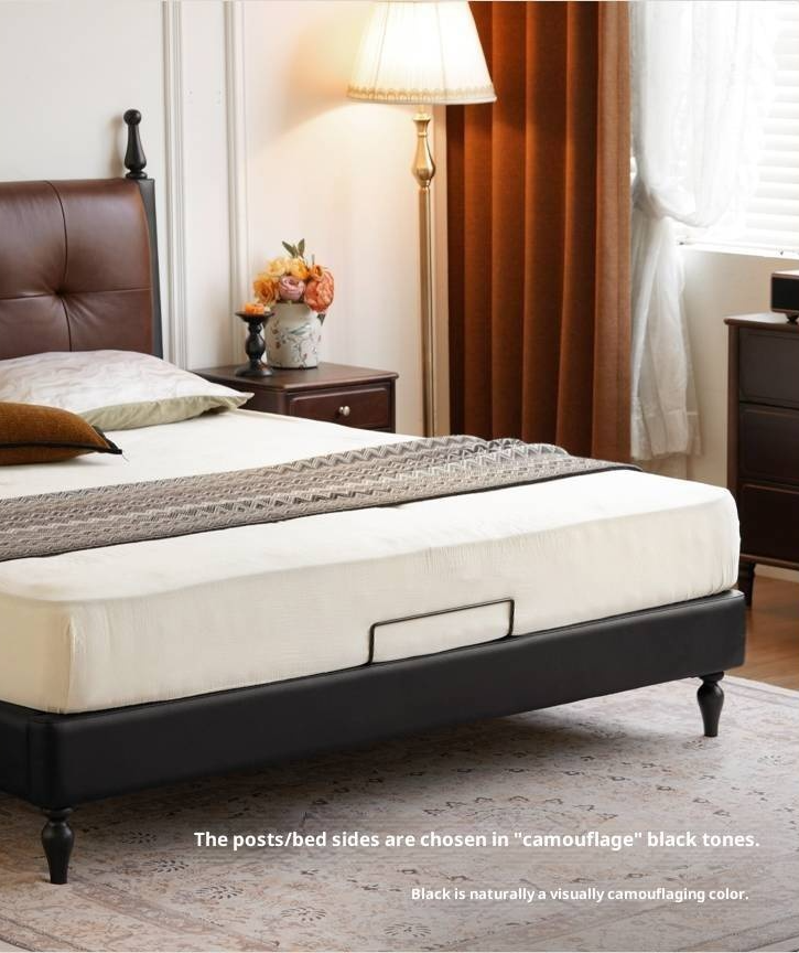 Luxury Genuine Leather Soft Backrest Bed, American Retro Style