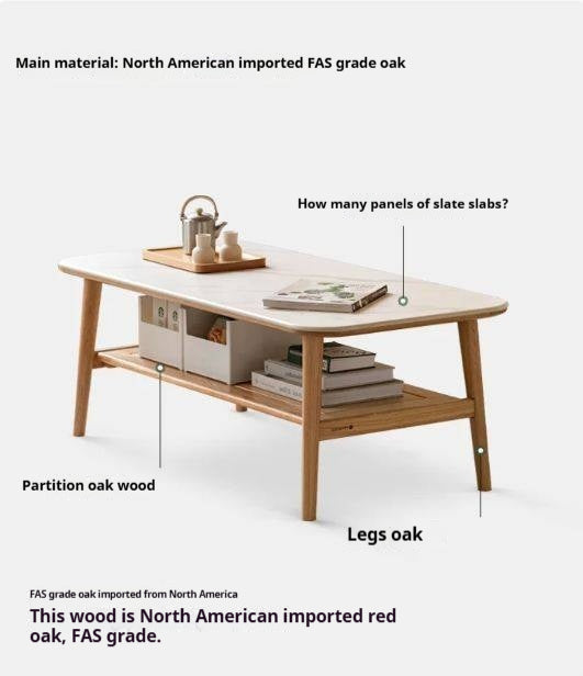 Oak Solid Wood Slate Coffee Table