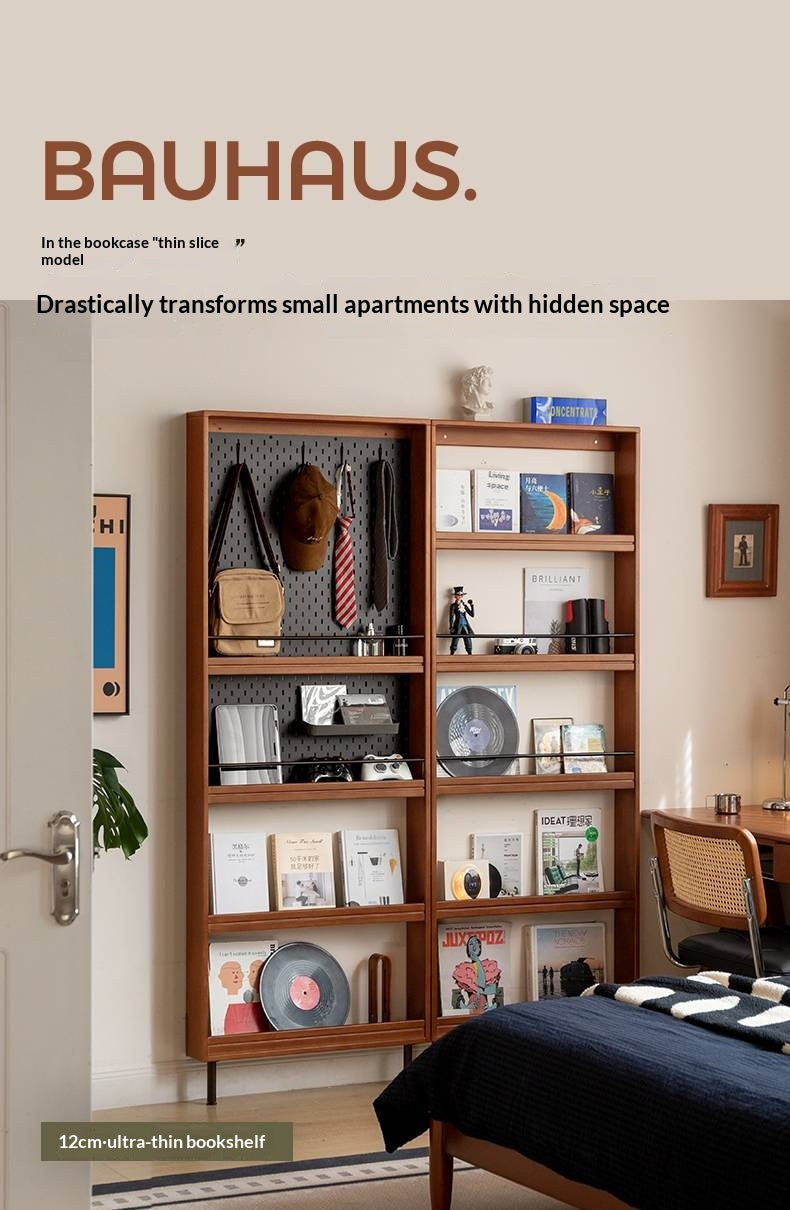 Solid Rubberwood Vintage Style Ultra-Thin Bookshelf