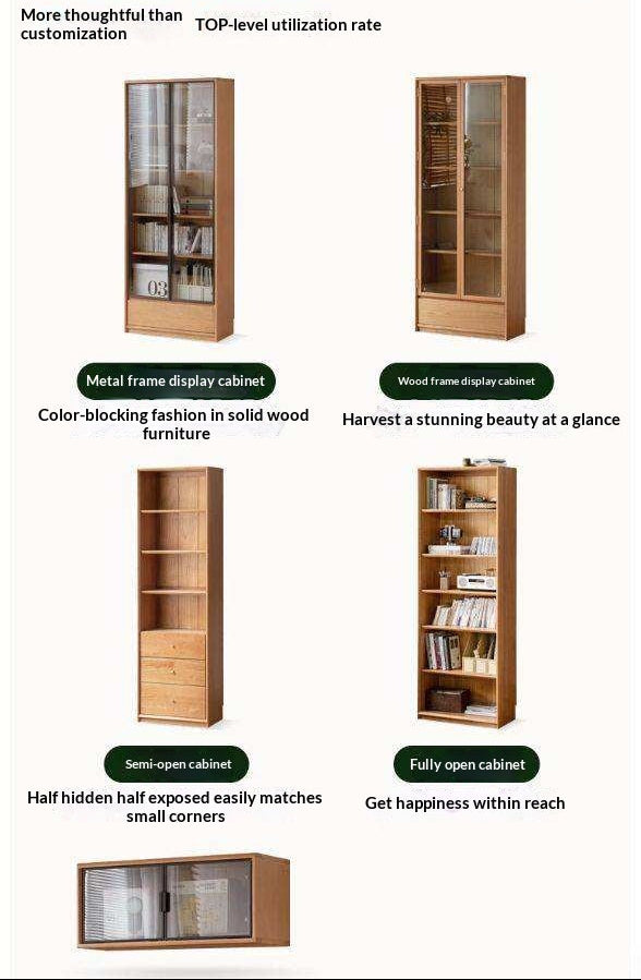Cherry Solid Wood Bookcase Cabinet Display.