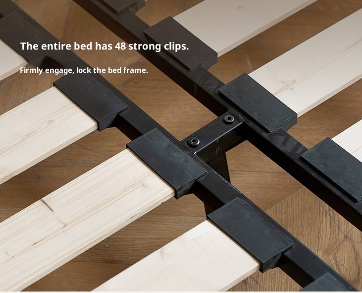 Poplar Solid Wood Floating Soft Bed, Vintage with Light