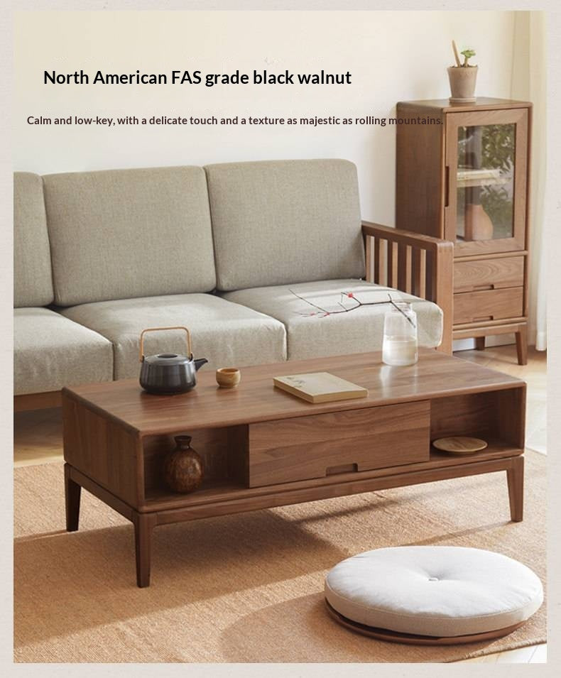 Black Walnut, Ash Solid Wood Modern Coffee Table