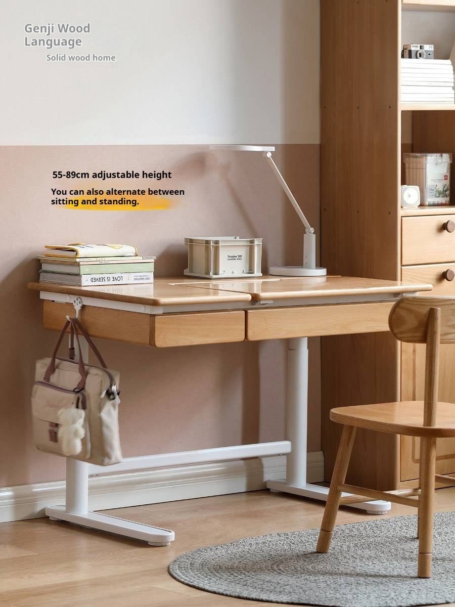 Beech Solid Wood Modern Hand Cranked Children s Writing Desk