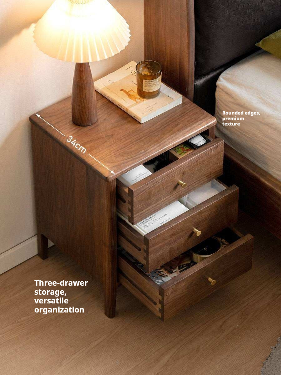 Black Walnut Solid Wood Nordic Style Nightstand