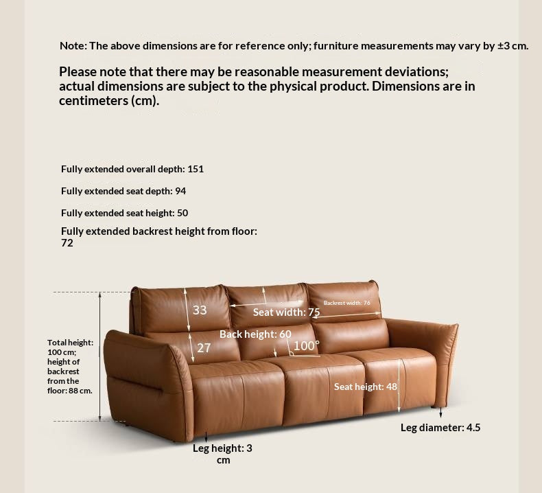 Genuine Leather Electric Luxury High Backrest Sofa
