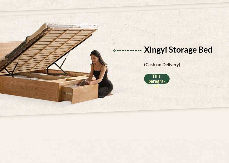 Oak Solid Wood Storage Bed with Hydraulic Lift-Up Frame and drawers