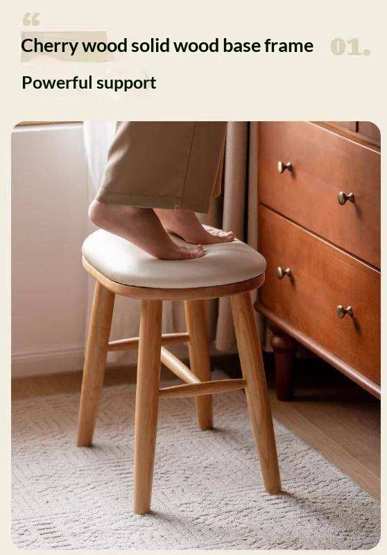 Ash, Cherry Solid Wood Dressing Stool
