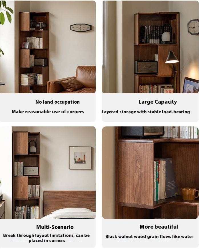 Black Walnut Solid Wood Corner Storage Cabinet