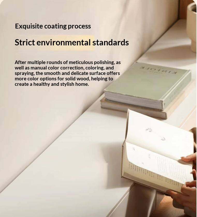 Solid RubberWood Floor Rock Plate TV Cabinet.