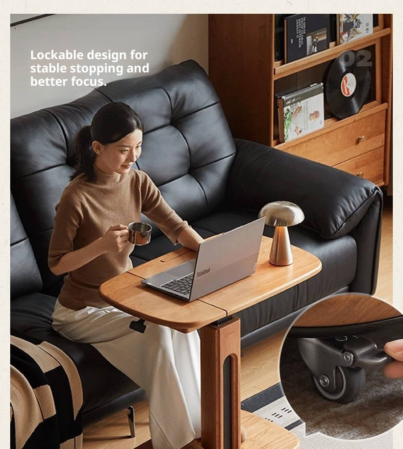 Cherry, Oak Solid Wood Elevating Desk Study Unit Mobile Desk