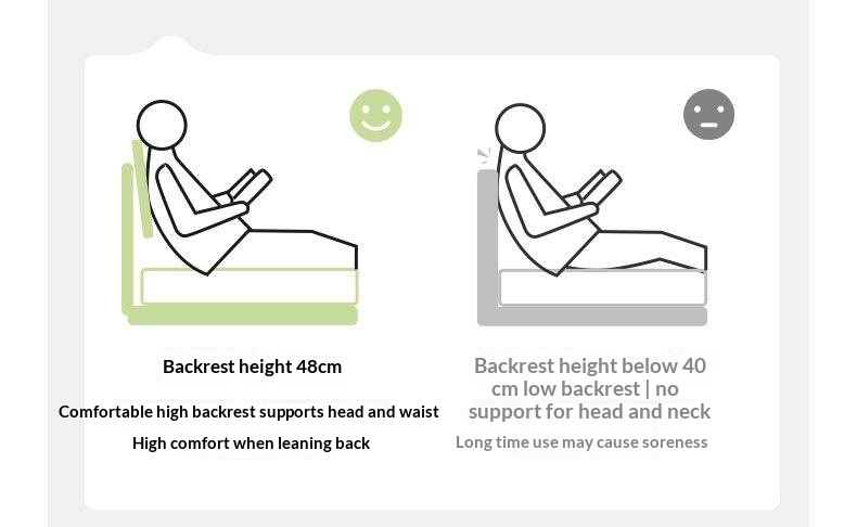 Oak Solid Wood Bed — Cream Style with Slanted Backrest