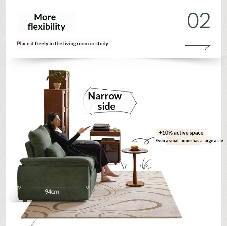 Corduroy Loveseat Sofa with Pull-Out Chaise and Adjustable Backrest