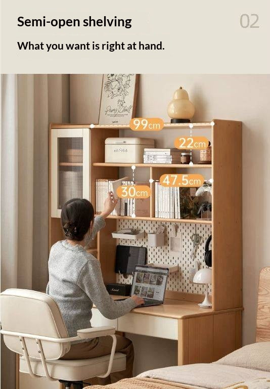 Beech Solid Wood Kids Desk Combination