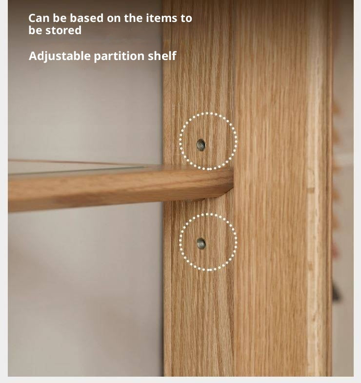 Ash Solid Wood Modern Glass Bookcase