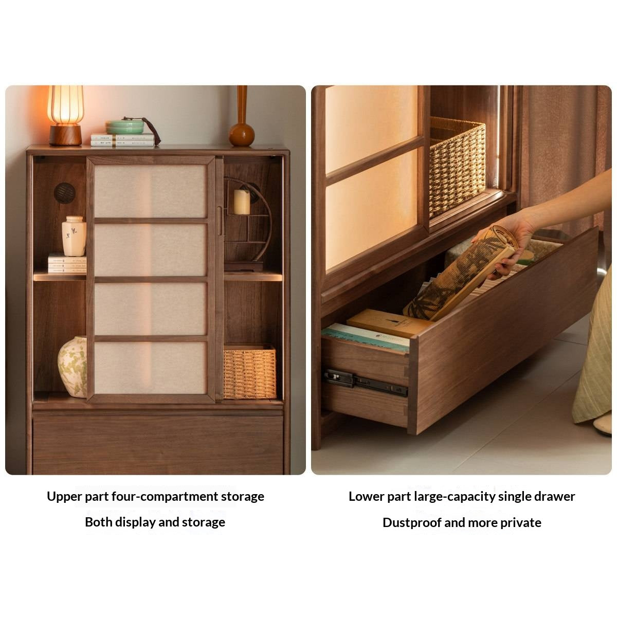 Black Walnut Solid Wood Storage Side Cabinet