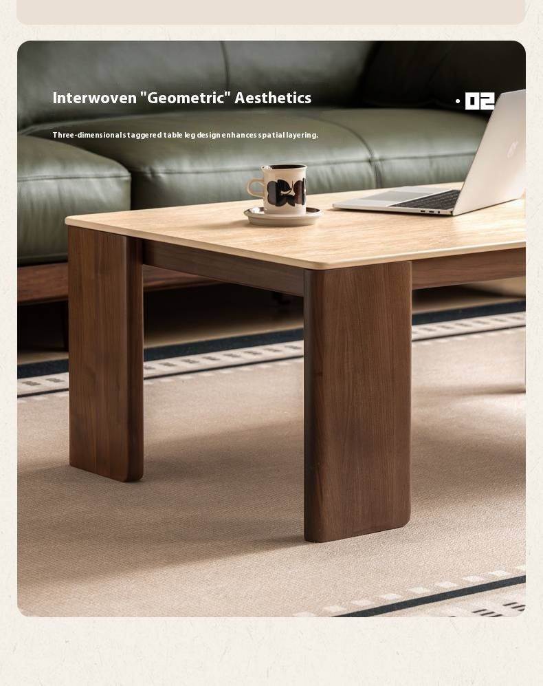 Black Walnut Solid Wood Rock Plate Tea Table