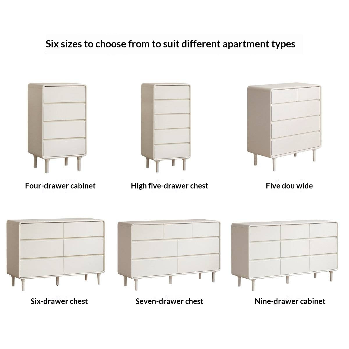 Tulipwood Solid Wood, Solid Rubberwood  Milky Cream Style Chest of Drawers